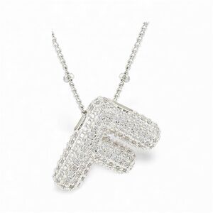 Bling Initial F Pendant Necklace